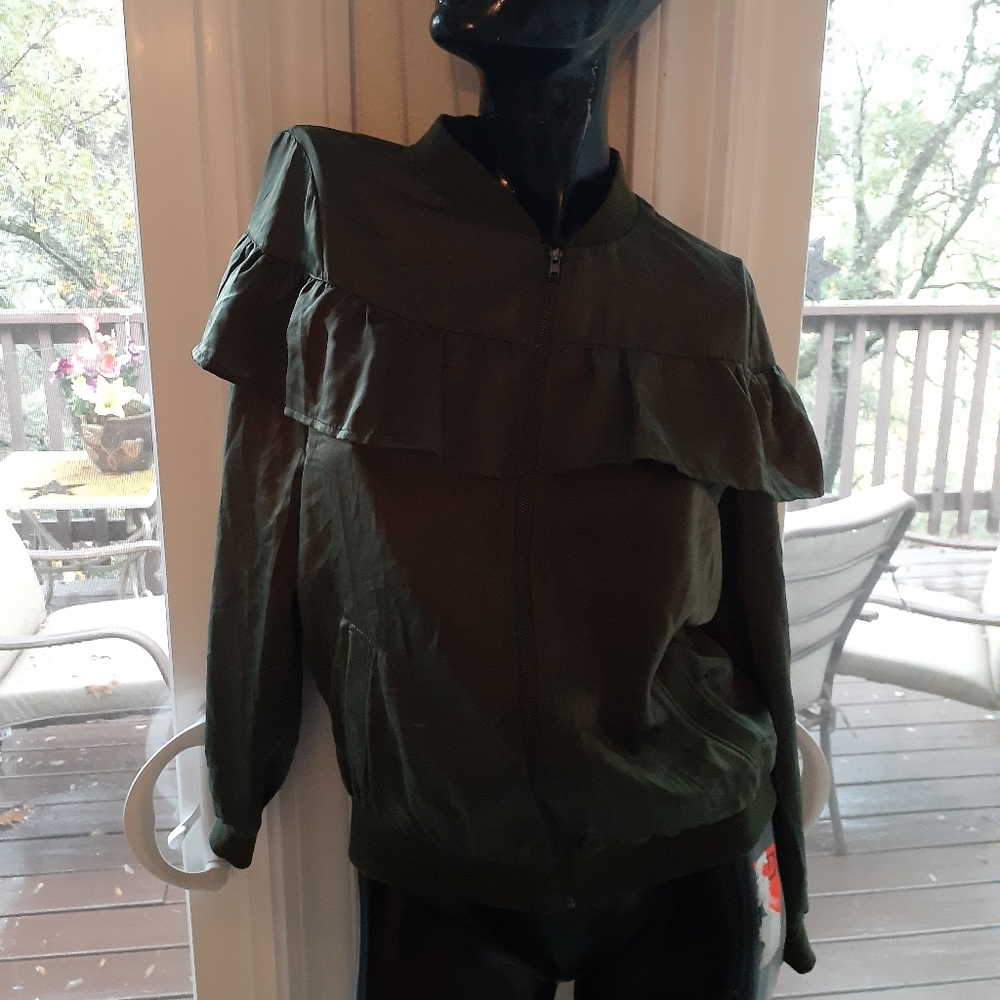 Ruffled Bomber Jacket